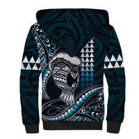 Hawaii Ikaika Warrior Helmet Sherpa Hoodie Blue Tribal Tattoo LT05 - Polynesian Pride