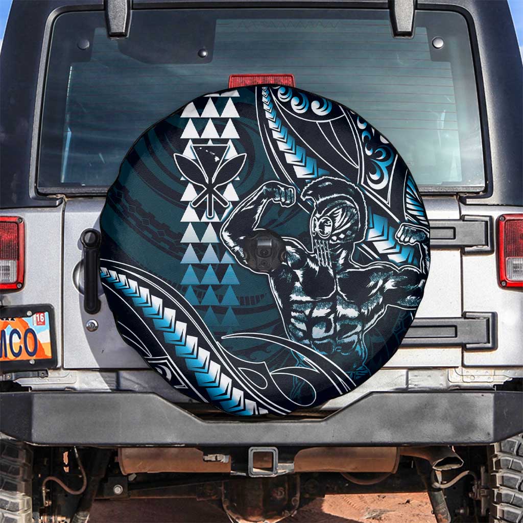 Hawaii Ikaika Warrior Helmet Spare Tire Cover Blue Tribal Tattoo LT05 Blue - Polynesian Pride