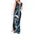 Hawaii Ikaika Warrior Helmet Tank Maxi Dress Blue Tribal Tattoo