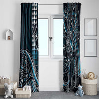 Hawaii Ikaika Warrior Helmet Window Curtain Blue Tribal Tattoo LT05 - Polynesian Pride
