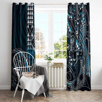 Hawaii Ikaika Warrior Helmet Window Curtain Blue Tribal Tattoo LT05 - Polynesian Pride