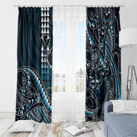 Hawaii Ikaika Warrior Helmet Window Curtain Blue Tribal Tattoo LT05 - Polynesian Pride