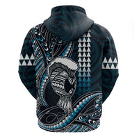 Hawaii Ikaika Warrior Helmet Zip Hoodie Blue Tribal Tattoo LT05 - Polynesian Pride