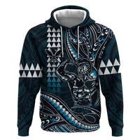 Hawaii Ikaika Warrior Helmet Zip Hoodie Blue Tribal Tattoo LT05 Pullover Hoodie Blue - Polynesian Pride