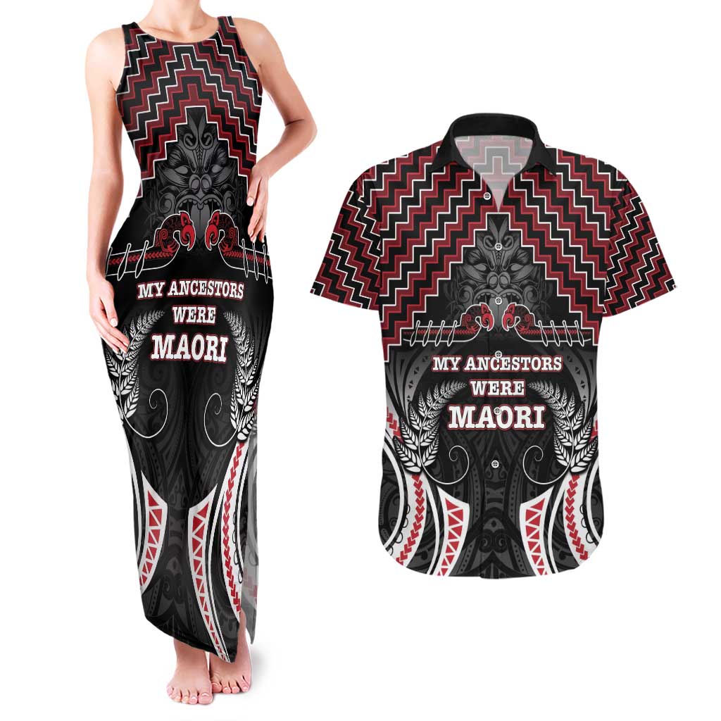 Aotearoa Couples Matching Tank Maxi Dress and Hawaiian Shirt Proud To Be Maori