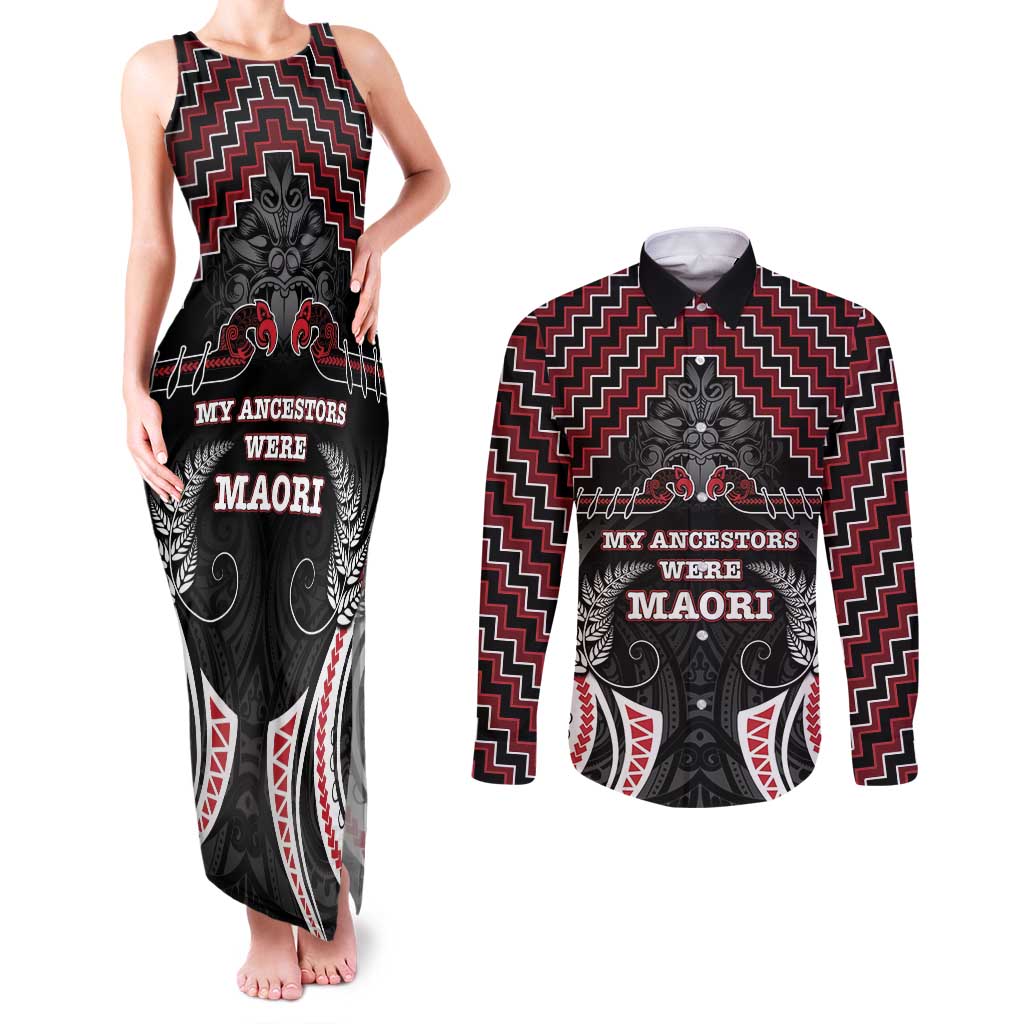 Aotearoa Couples Matching Tank Maxi Dress and Long Sleeve Button Shirt Proud To Be Maori