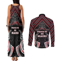 Aotearoa Couples Matching Tank Maxi Dress and Long Sleeve Button Shirt Proud To Be Maori LT05 - Polynesian Pride
