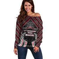 Aotearoa Off Shoulder Sweater Proud To Be Maori LT05 Women Red - Polynesian Pride