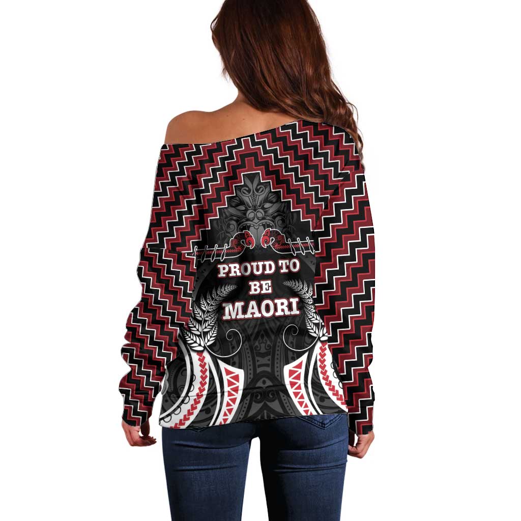 Aotearoa Off Shoulder Sweater Proud To Be Maori LT05 - Polynesian Pride