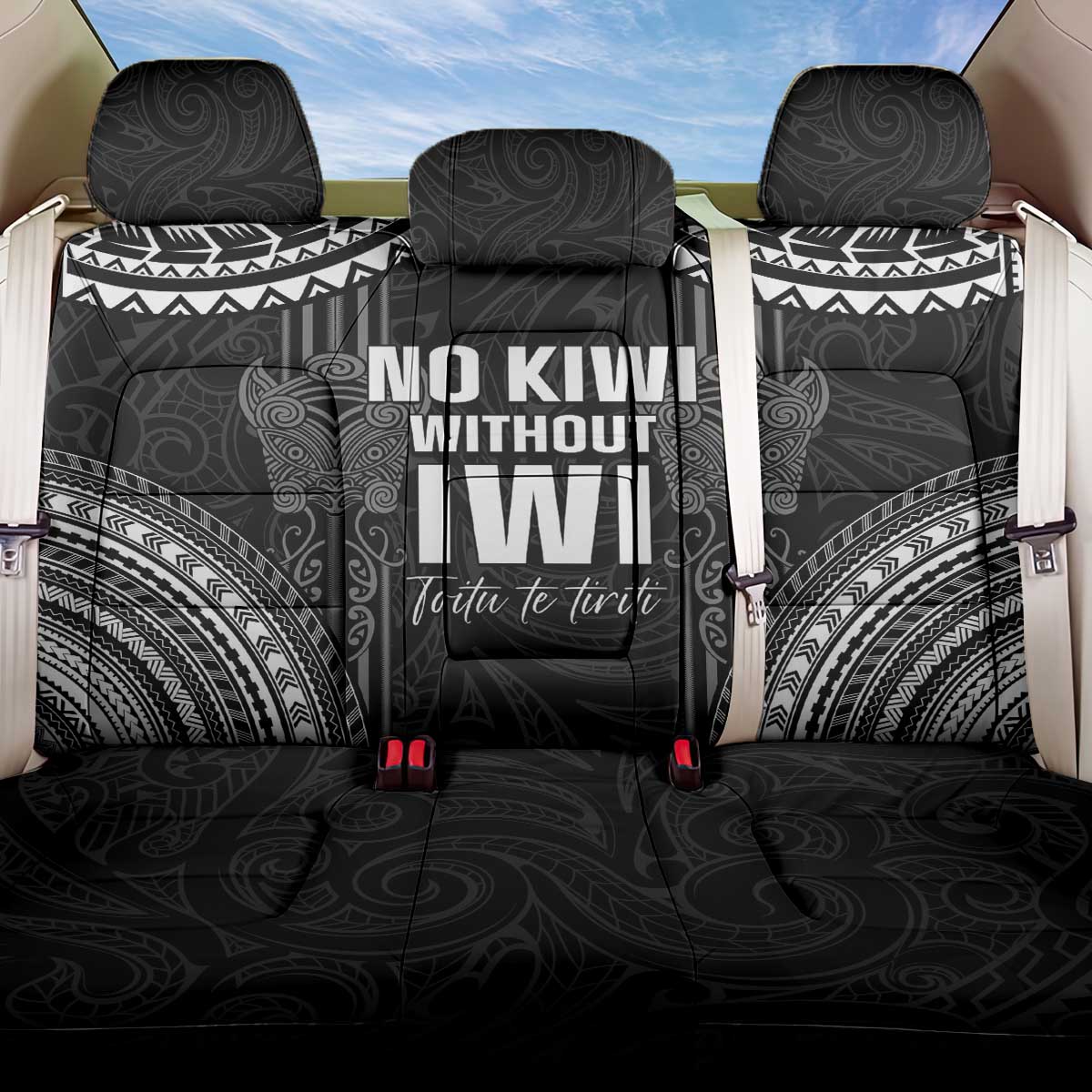 Aotearoa Toitu Te Tiriti Back Car Seat Cover No Kiwi Without Iwi LT05 One Size Black - Polynesian Pride
