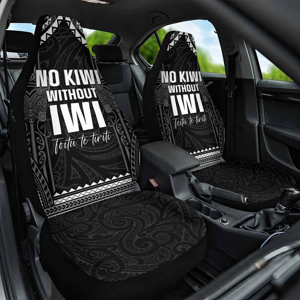 Aotearoa Toitu Te Tiriti Car Seat Cover No Kiwi Without Iwi LT05 One Size Black - Polynesian Pride