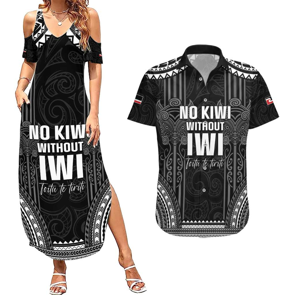 Aotearoa Toitu Te Tiriti Couples Matching Summer Maxi Dress and Hawaiian Shirt No Kiwi Without Iwi