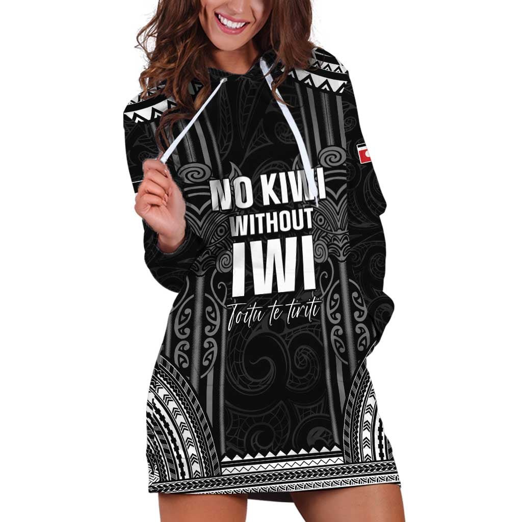 Aotearoa Toitu Te Tiriti Hoodie Dress No Kiwi Without Iwi