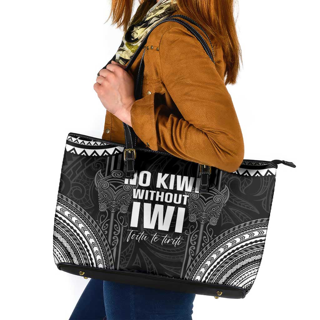 Aotearoa Toitu Te Tiriti Leather Tote Bag No Kiwi Without Iwi