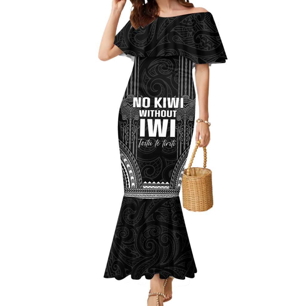 Aotearoa Toitu Te Tiriti Mermaid Dress No Kiwi Without Iwi LT05 Women Black - Polynesian Pride