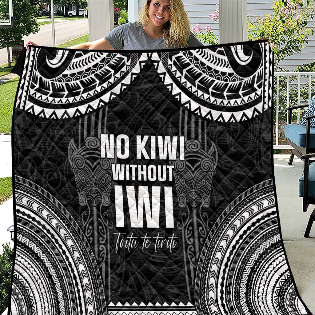 Aotearoa Toitu Te Tiriti Quilt No Kiwi Without Iwi LT05 Black - Polynesian Pride