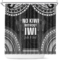 Aotearoa Toitu Te Tiriti Shower Curtain No Kiwi Without Iwi LT05 Black - Polynesian Pride