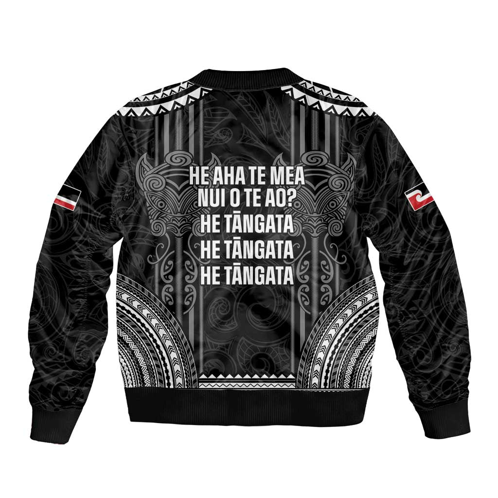 Aotearoa Toitu Te Tiriti Sleeve Zip Bomber Jacket No Kiwi Without Iwi LT05 - Polynesian Pride