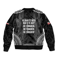 Aotearoa Toitu Te Tiriti Sleeve Zip Bomber Jacket No Kiwi Without Iwi LT05 - Polynesian Pride