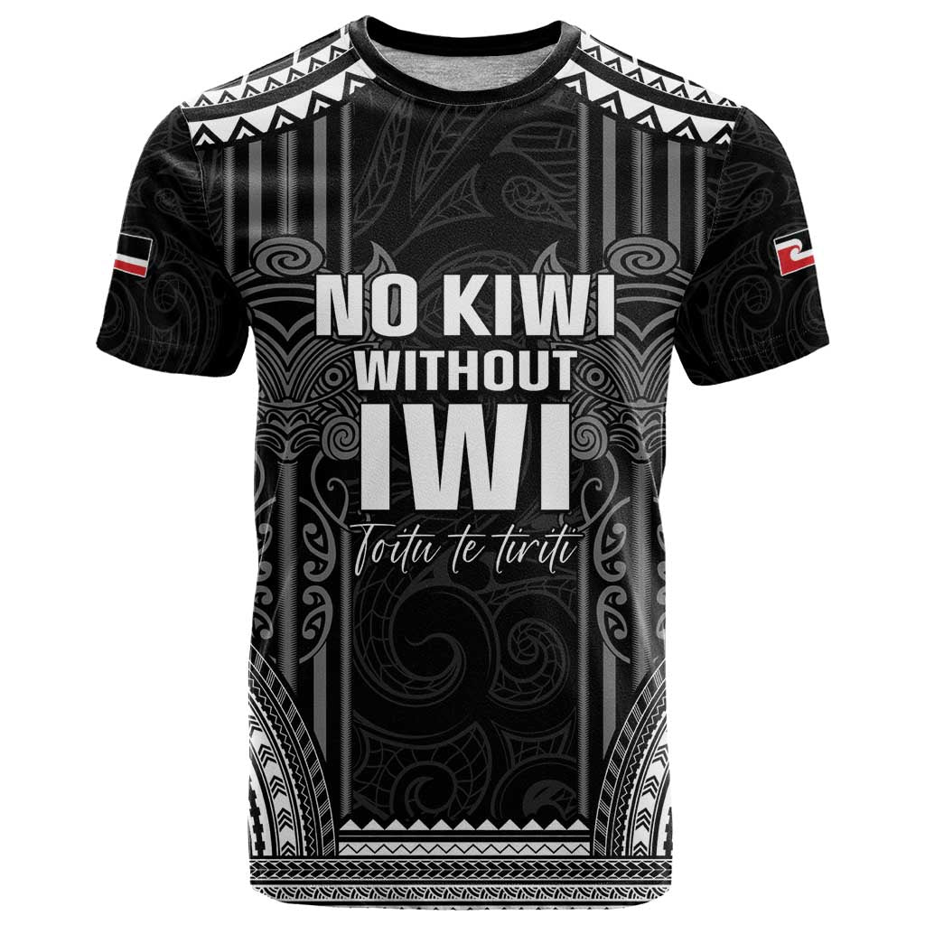 Aotearoa Toitu Te Tiriti T Shirt No Kiwi Without Iwi LT05 Black - Polynesian Pride