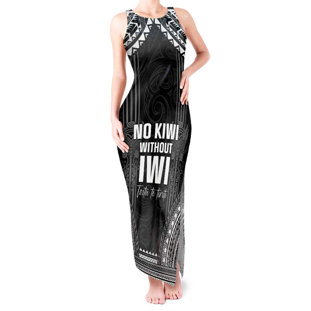 Aotearoa Toitu Te Tiriti Tank Maxi Dress No Kiwi Without Iwi LT05 Women Black - Polynesian Pride