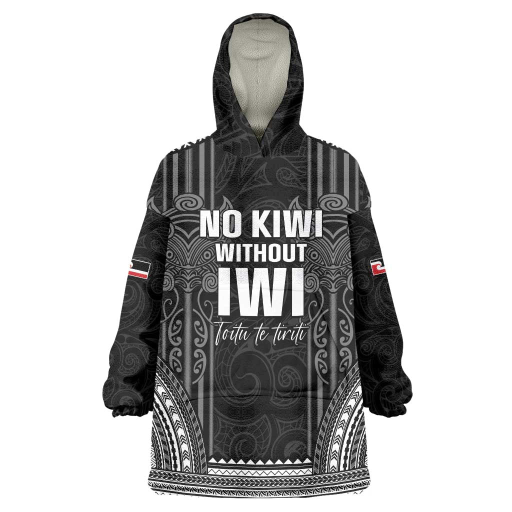 Aotearoa Toitu Te Tiriti Wearable Blanket Hoodie No Kiwi Without Iwi