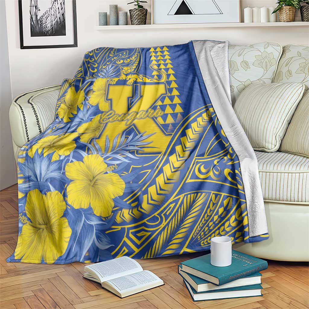 Hawaii Kaiser High School Blanket Tribal Tattoo With Hibiscus Flowers LT05 Blue - Polynesian Pride