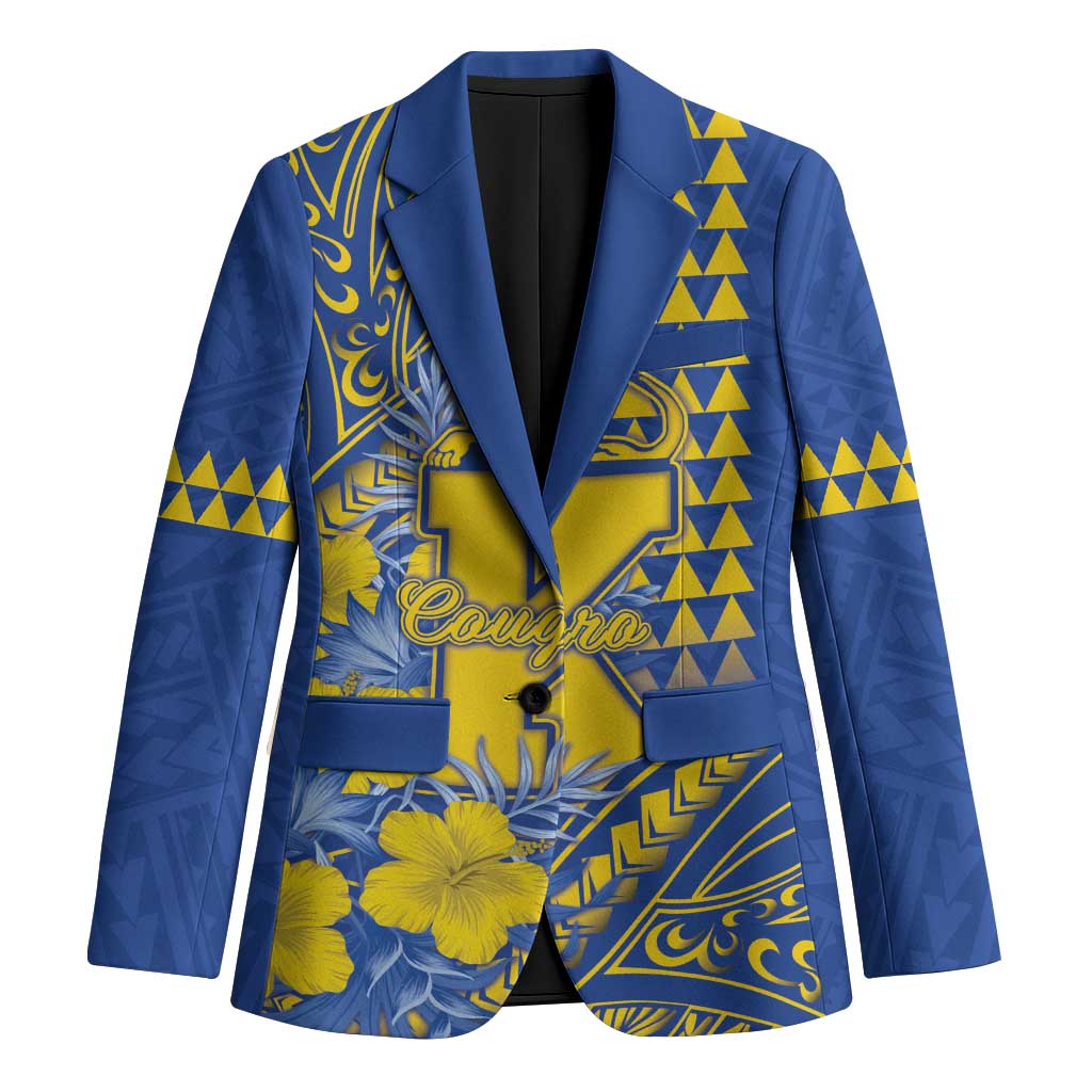Personalised Hawaii Kaiser High School Blazer Tribal Tattoo With Hibiscus Flowers LT05 Unisex Blue - Polynesian Pride