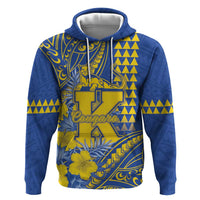 Personalised Hawaii Kaiser High School Hoodie Tribal Tattoo With Hibiscus Flowers LT05 Pullover Hoodie Blue - Polynesian Pride