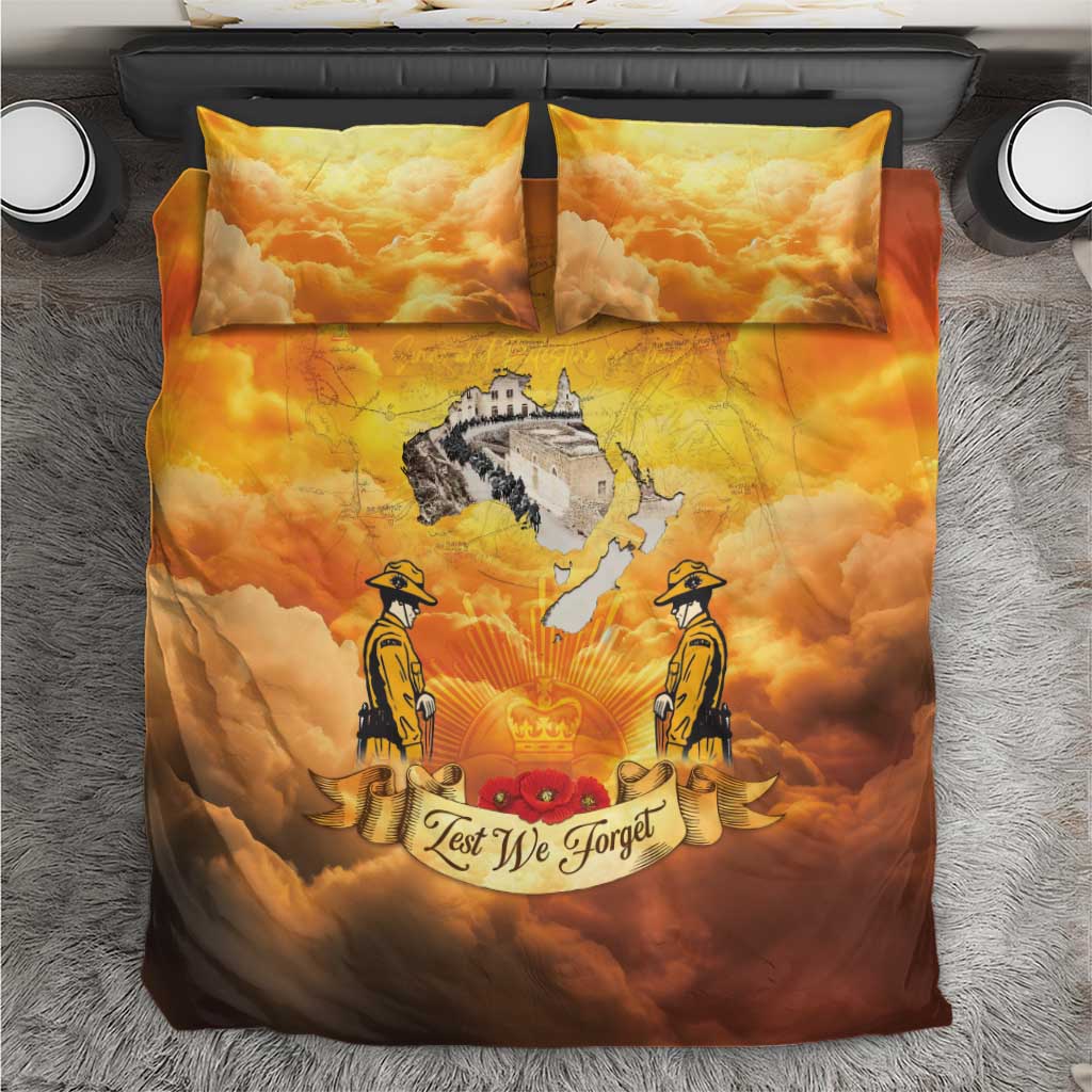 New Zealand And Australia ANZAC Day Bedding Set Sinai Palestine Campaign Lest We Forget LT05 Orange - Polynesian Pride