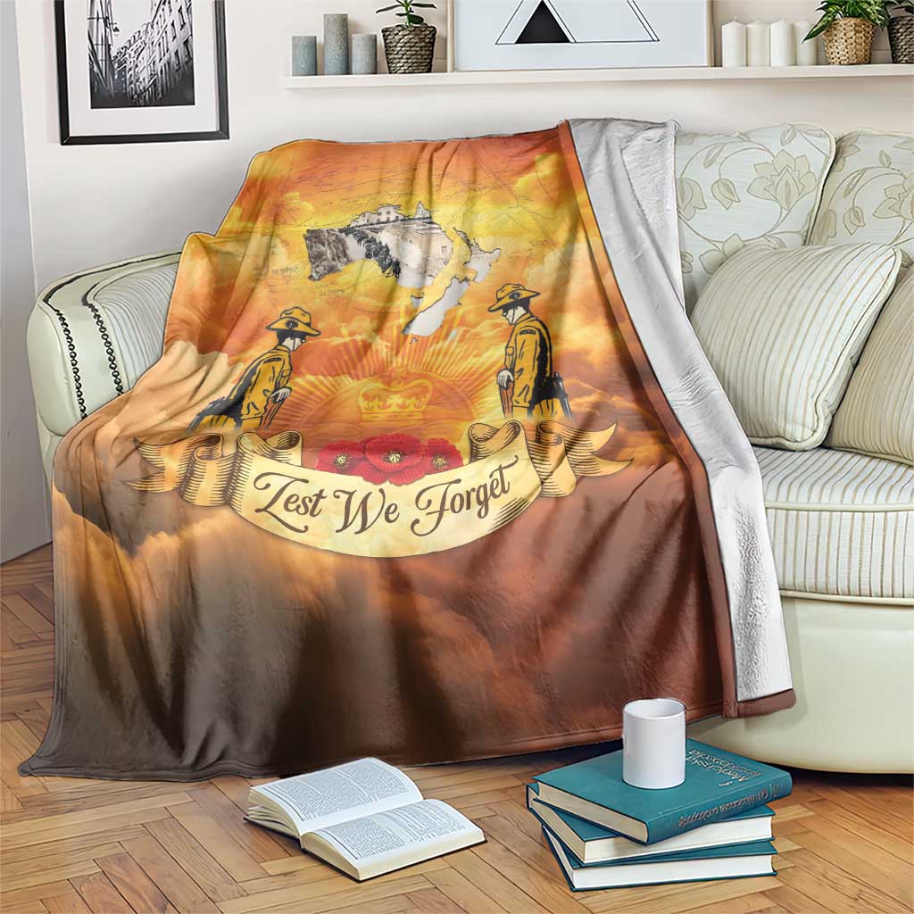 New Zealand And Australia ANZAC Day Blanket Sinai Palestine Campaign Lest We Forget LT05 Orange - Polynesian Pride
