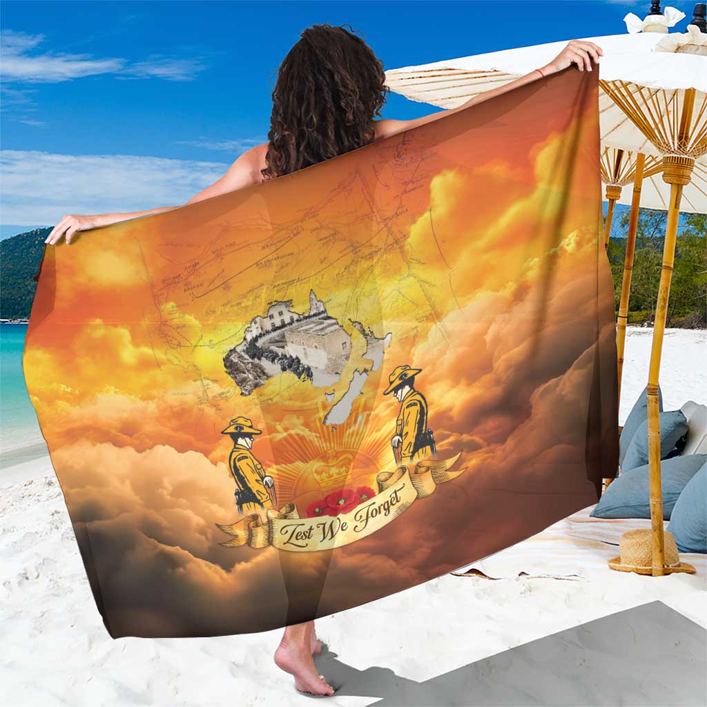 New Zealand And Australia ANZAC Day Sarong Sinai Palestine Campaign Lest We Forget LT05 One Size 44 x 66 inches Orange - Polynesian Pride