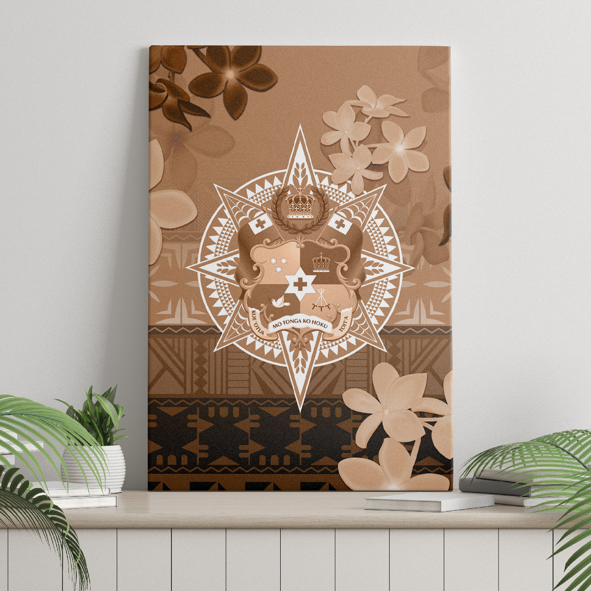 Tonga Emancipation Day Canvas Wall Art Tongan Kupesi Ngatu Pattern Vintage Style LT05 - Polynesian Pride