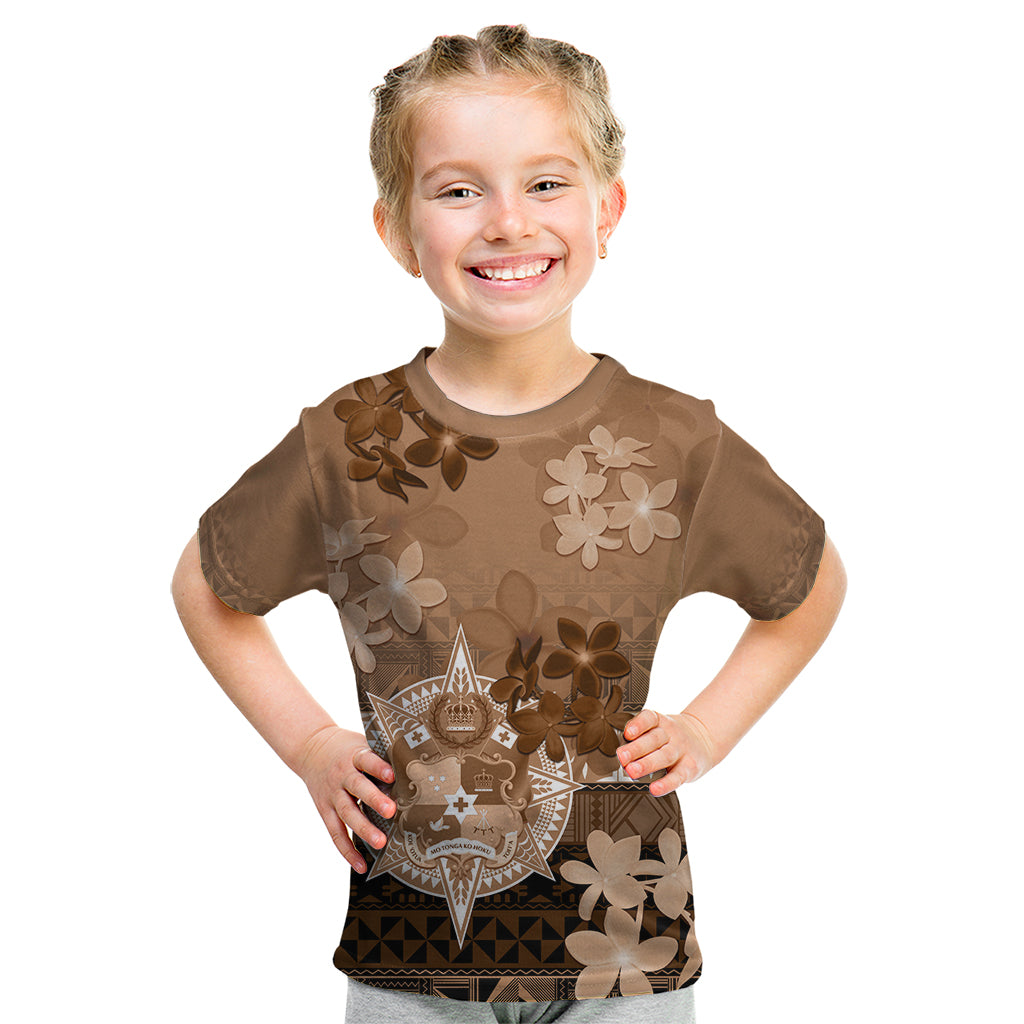 Tonga Emancipation Day Kid T Shirt Tongan Kupesi Ngatu Pattern Vintage Style LT05 Brown - Polynesian Pride