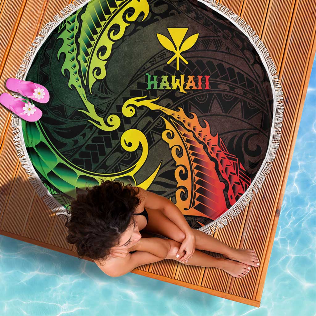 AAPI Heritage Month Beach Blanket Kanaka Maoli Polynesian Tribal Wave LT05 - Polynesian Pride