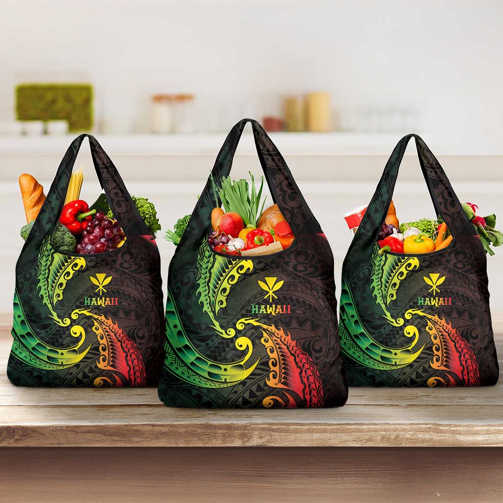 AAPI Heritage Month Grocery Bag Kanaka Maoli Polynesian Tribal Wave LT05 3-pack One Size Reggae - Polynesian Pride