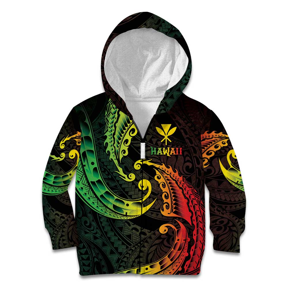 AAPI Heritage Month Kid Hoodie Kanaka Maoli Polynesian Tribal Wave LT05 Zip Hoodie Reggae - Polynesian Pride