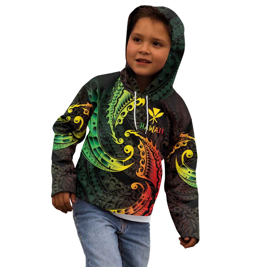 AAPI Heritage Month Kid Hoodie Kanaka Maoli Polynesian Tribal Wave LT05 - Polynesian Pride