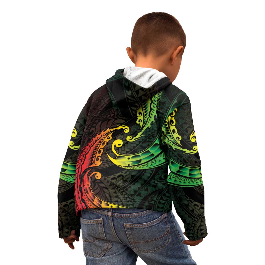 AAPI Heritage Month Kid Hoodie Kanaka Maoli Polynesian Tribal Wave LT05 - Polynesian Pride