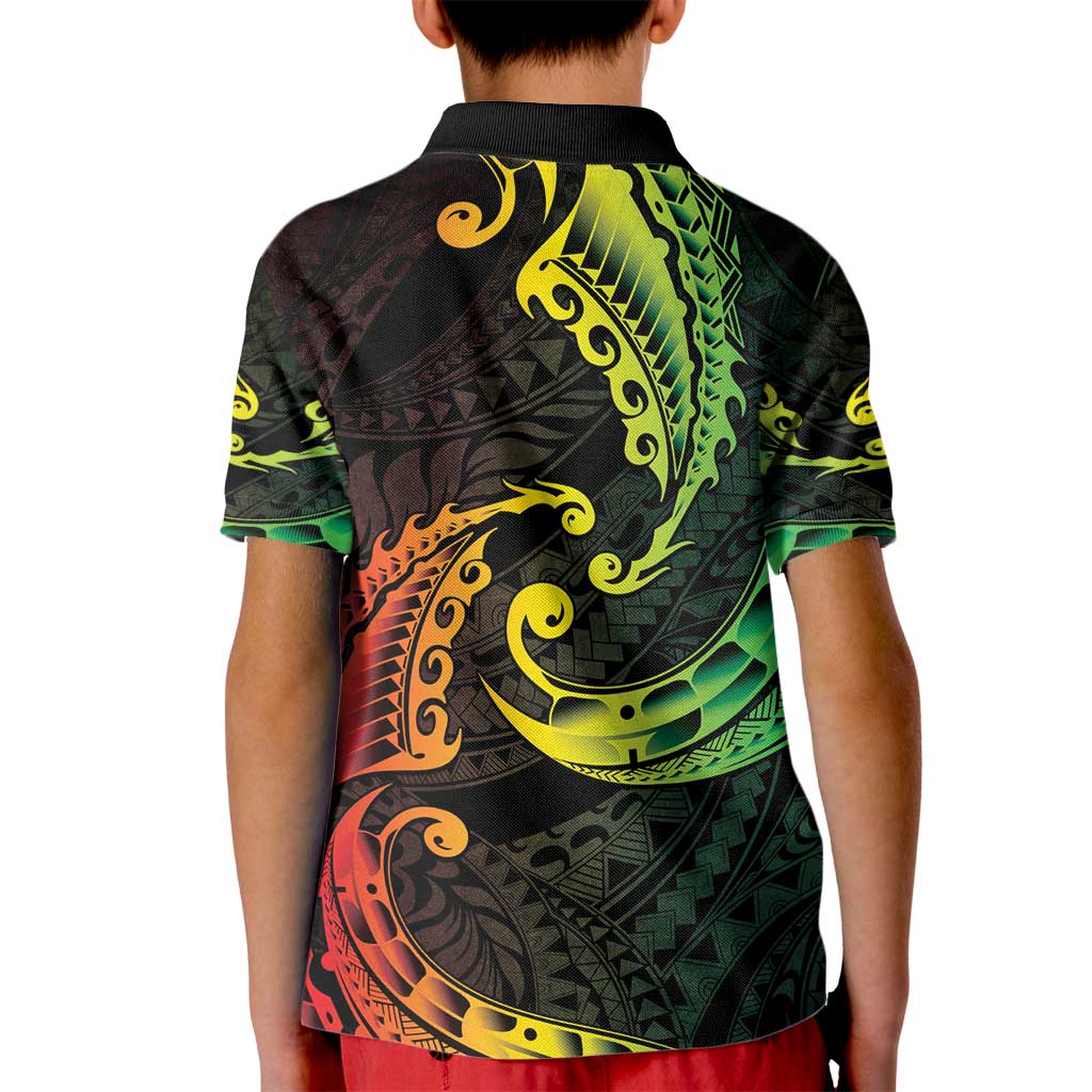 AAPI Heritage Month Kid Polo Shirt Kanaka Maoli Polynesian Tribal Wave LT05 - Polynesian Pride