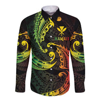 AAPI Heritage Month Long Sleeve Button Shirt Kanaka Maoli Polynesian Tribal Wave LT05 Unisex Reggae - Polynesian Pride
