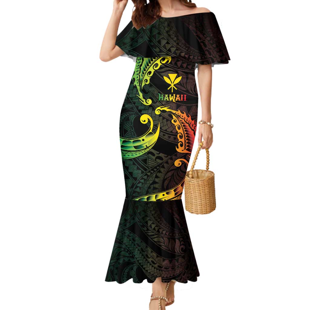 AAPI Heritage Month Mermaid Dress Kanaka Maoli Polynesian Tribal Wave LT05 Women Reggae - Polynesian Pride
