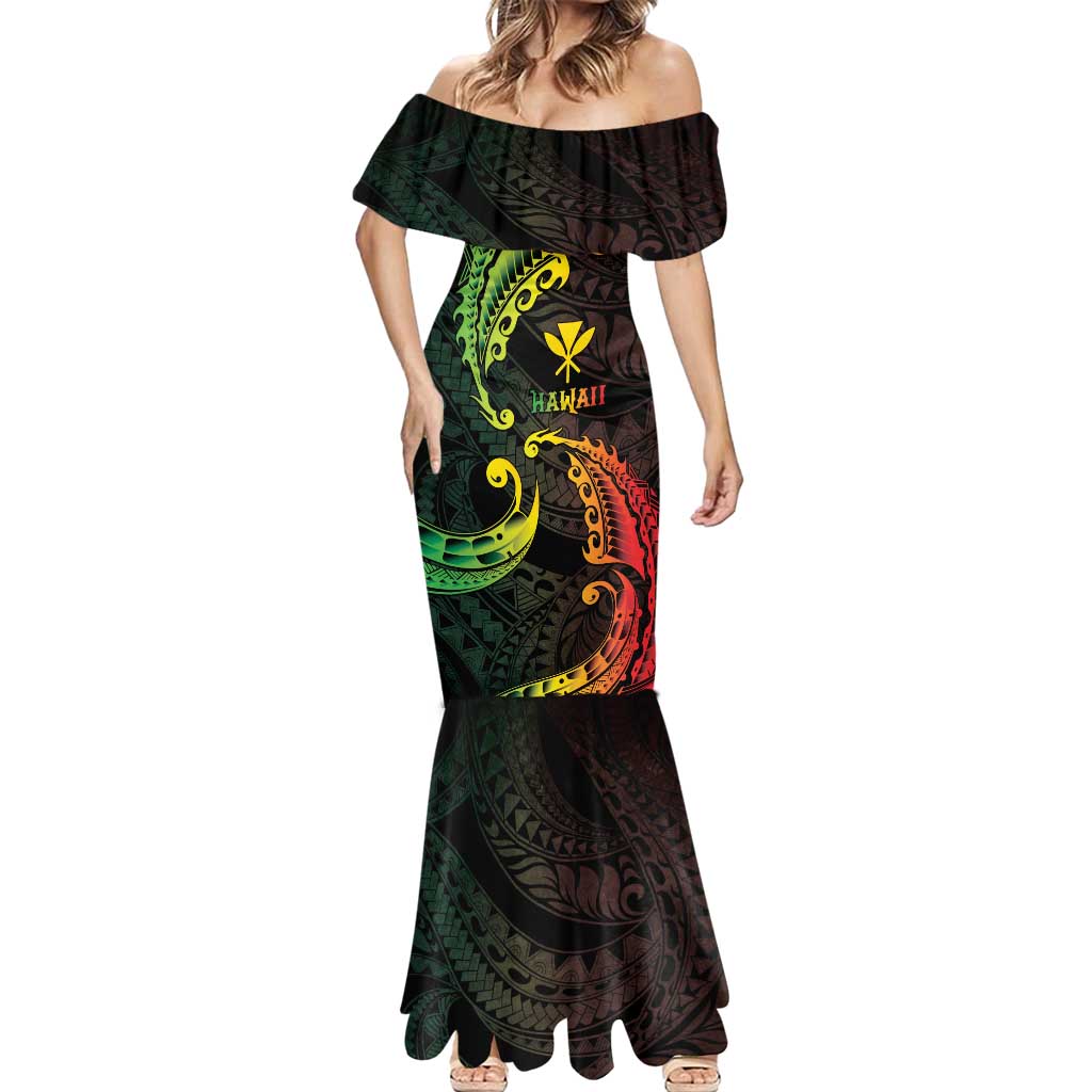 AAPI Heritage Month Mermaid Dress Kanaka Maoli Polynesian Tribal Wave LT05 - Polynesian Pride