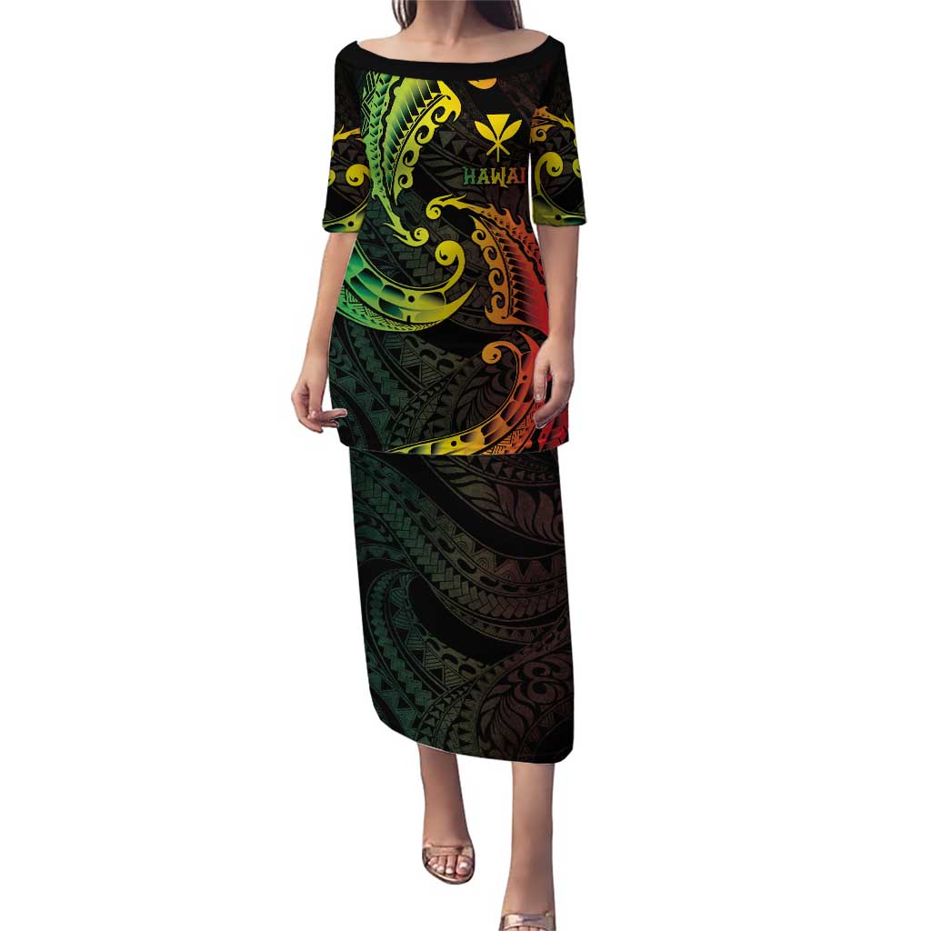 AAPI Heritage Month Puletasi Kanaka Maoli Polynesian Tribal Wave LT05 Long Dress Reggae - Polynesian Pride