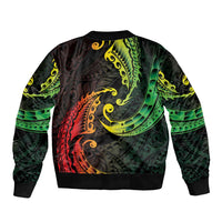 AAPI Heritage Month Sleeve Zip Bomber Jacket Kanaka Maoli Polynesian Tribal Wave LT05 - Polynesian Pride