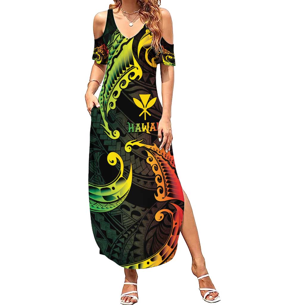 AAPI Heritage Month Summer Maxi Dress Kanaka Maoli Polynesian Tribal Wave LT05 Women Reggae - Polynesian Pride