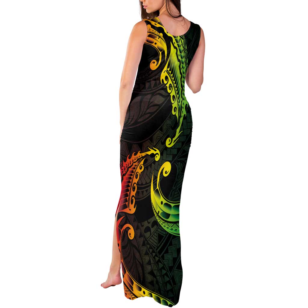 AAPI Heritage Month Tank Maxi Dress Kanaka Maoli Polynesian Tribal Wave LT05 - Polynesian Pride