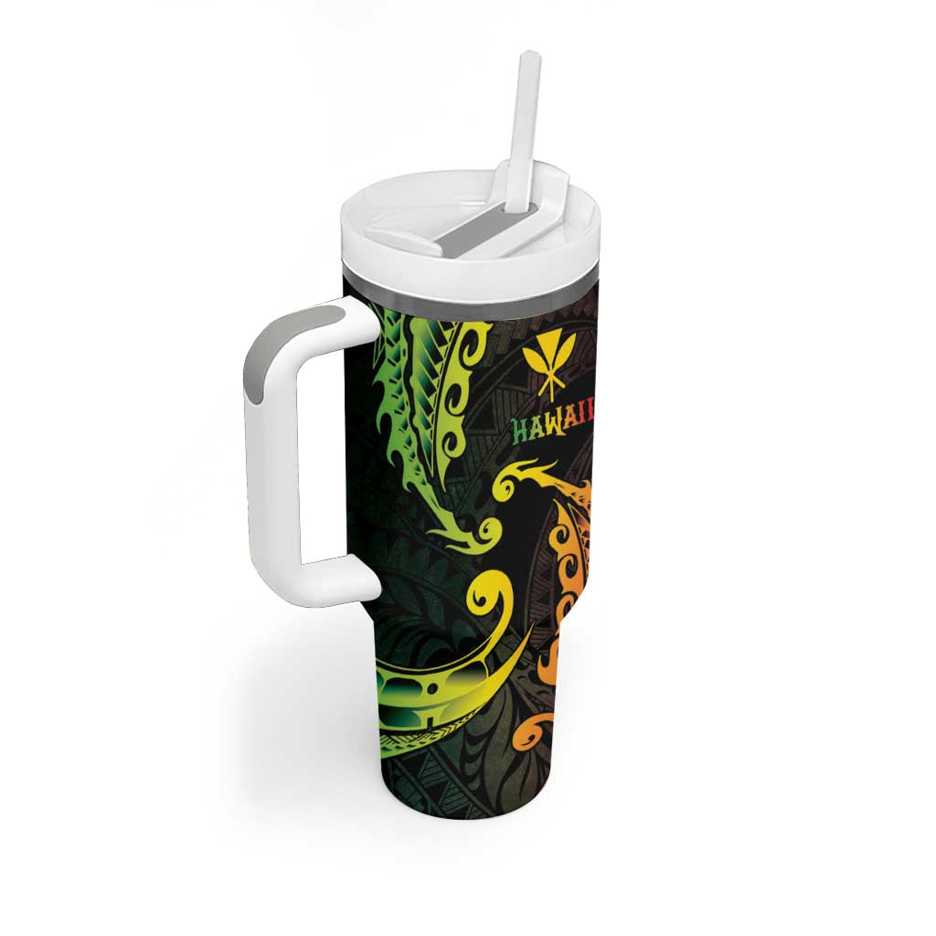 AAPI Heritage Month Tumbler With Handle Kanaka Maoli Polynesian Tribal Wave LT05 - Polynesian Pride