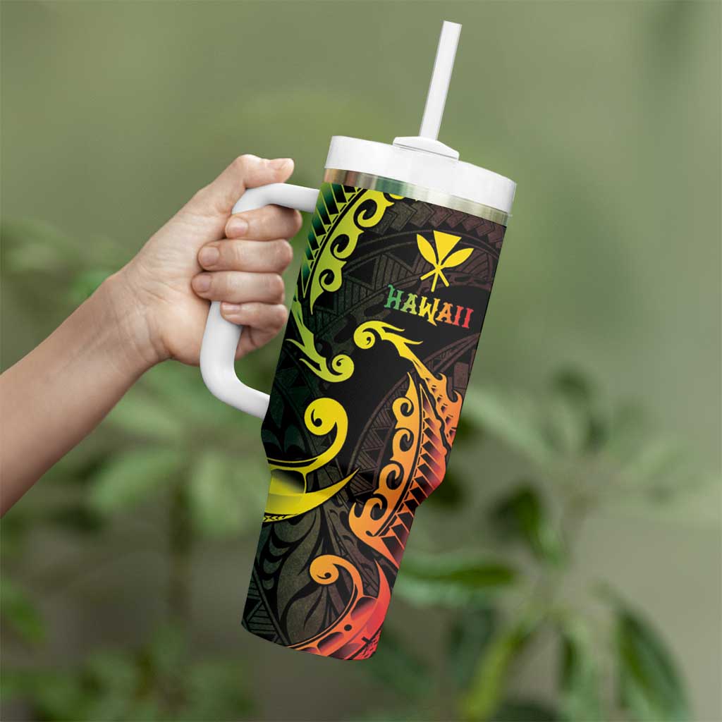 AAPI Heritage Month Tumbler With Handle Kanaka Maoli Polynesian Tribal Wave LT05 - Polynesian Pride