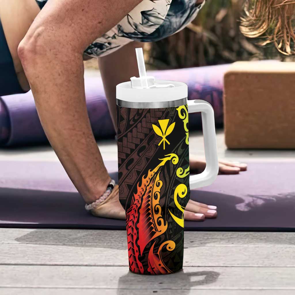 AAPI Heritage Month Tumbler With Handle Kanaka Maoli Polynesian Tribal Wave LT05 - Polynesian Pride